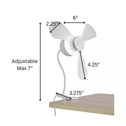 2‑In‑1 Clip‑On Fan with LED Light & Flexible Gooseneck