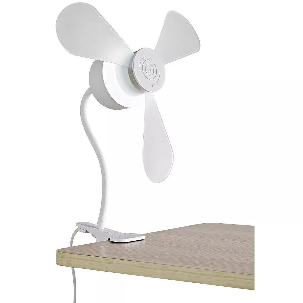 2‑In‑1 Clip‑On Fan with LED Light & Flexible Gooseneck