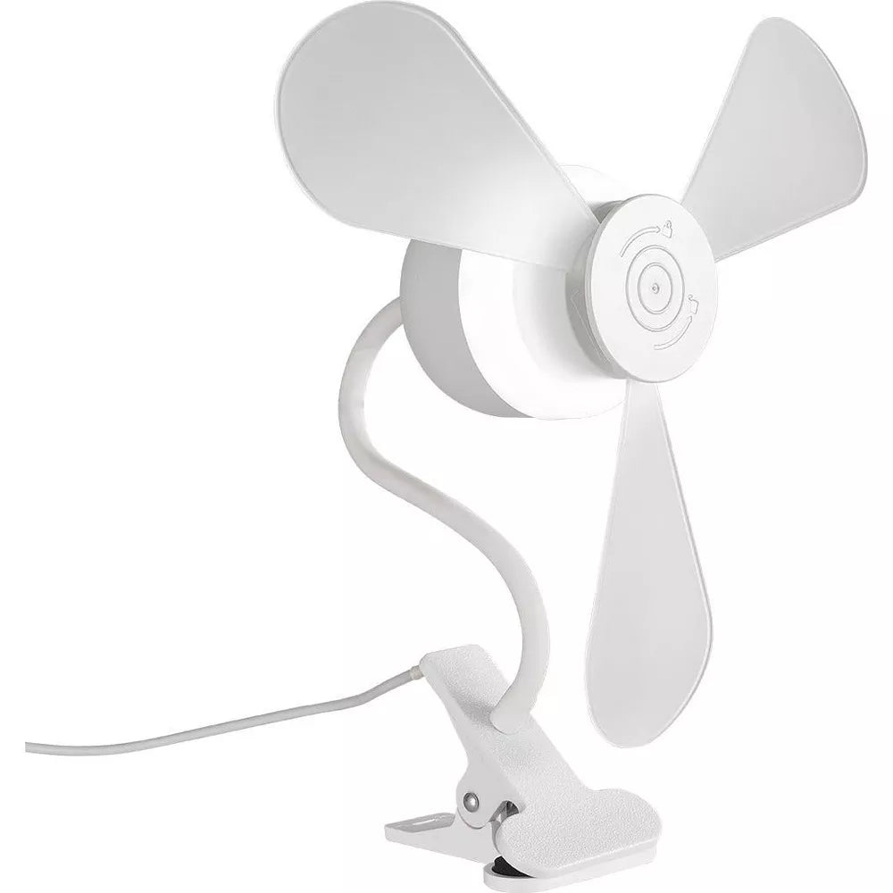 2‑In‑1 Clip‑On Fan with LED Light & Flexible Gooseneck