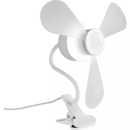 2‑In‑1 Clip‑On Fan with LED Light & Flexible Gooseneck