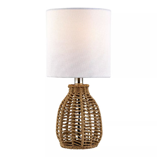 Hand‑Woven Rattan Table Lamp with Fabric Shade